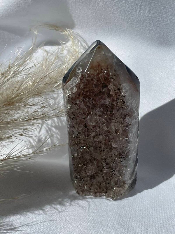 Agaat punt met Druzy Sugar kristallen 8cm