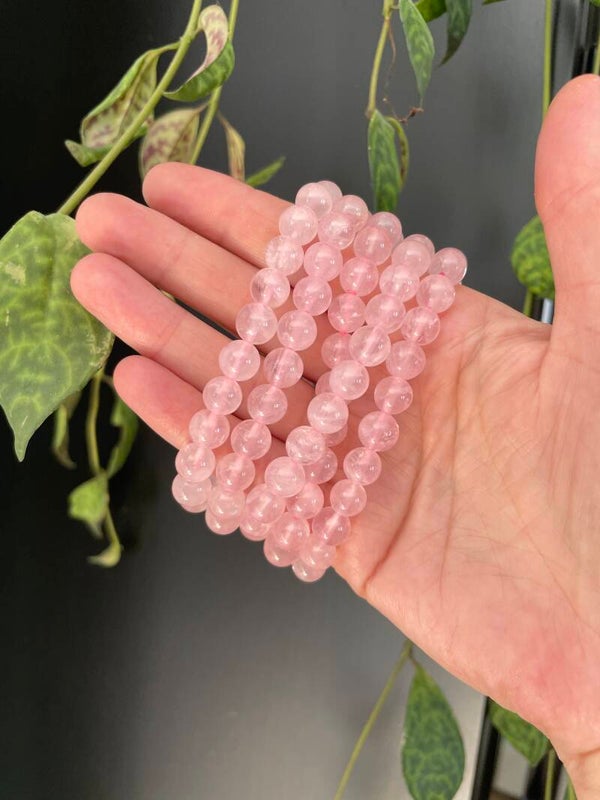 Rozenkwarts kogel armbandjes 8mm