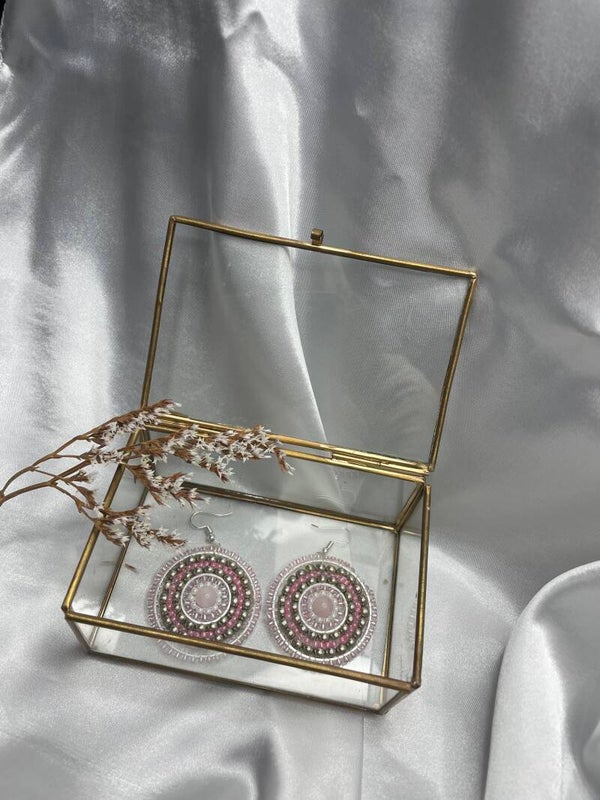 Ronde oorbellen met Rozenkwarts kraal