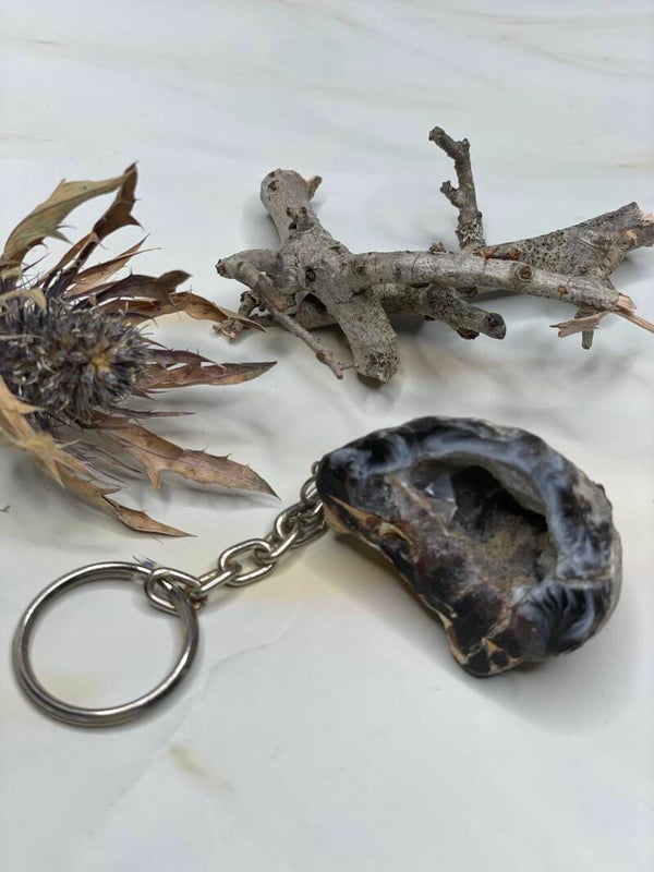 Agaat Geode sleutel hanger L