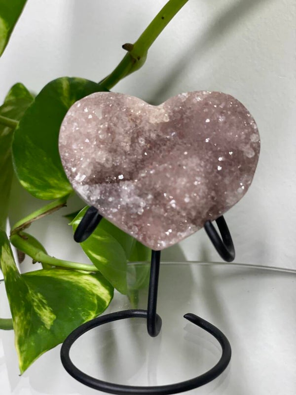 Druzy roze Amethist hart A kwaliteit