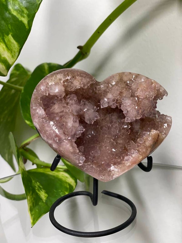 Druzy roze Amethist hart A kwaliteit