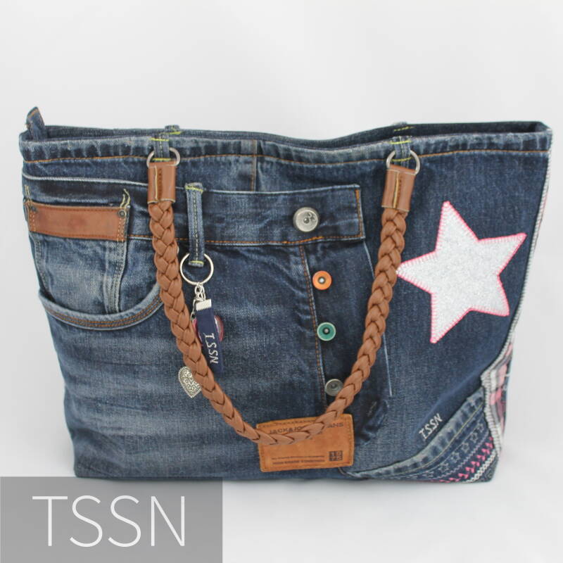 TSSN-design: schoudertas model Bente met gevlochten ledere schouderbanden