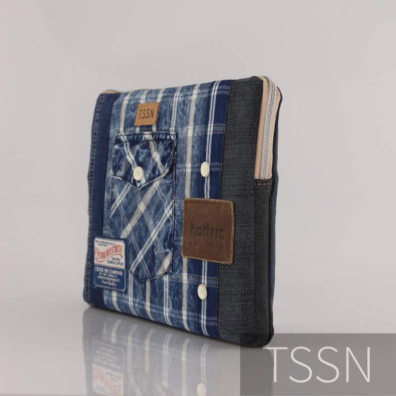 Zijaanzicht herinneringstas model iPad hoes.