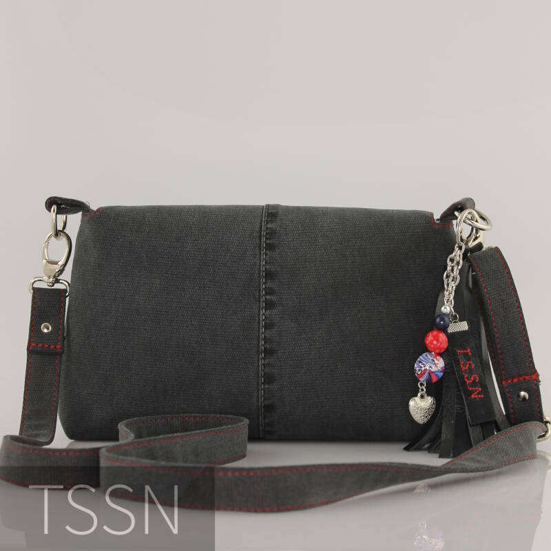 Achterkant van denim herinneringstas model Tessa.