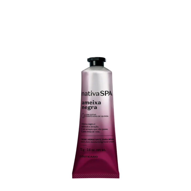 Crème Hydratante pour les Mains Nativa SPA Ameixa Negra (Prune Noire) - Soin Réparateur Pro-Collagène au Toucher Sec