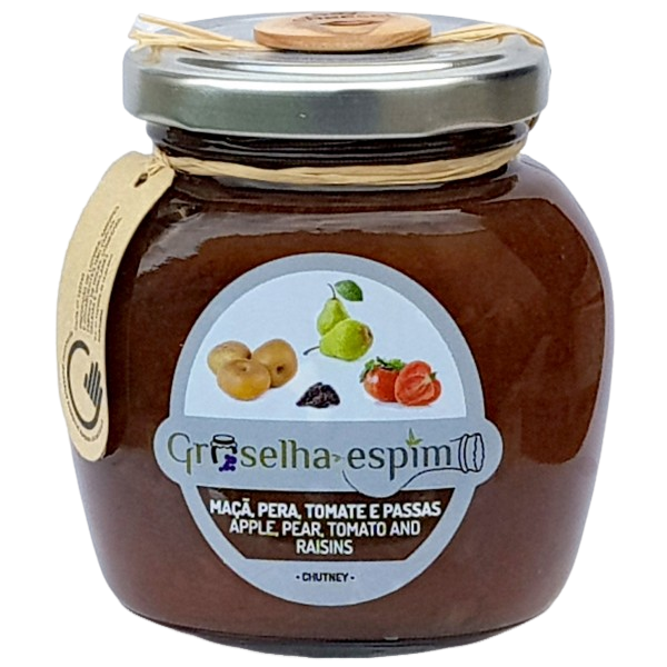 Chutney Artisanale de Pommes, Poires, Tomates et Raisins Secs – 212 ml / 225 g
