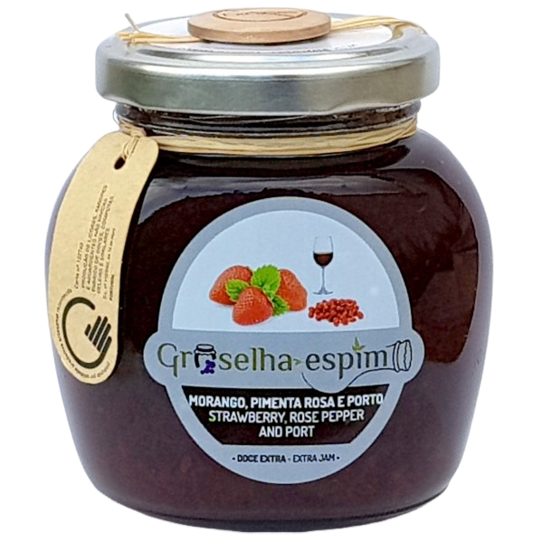 Confiture Artisanale de Fraises, Porto et Poivre Rose – 245g