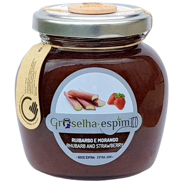 Confiture Artisanale de Rhubarbe & Fraise – 245g