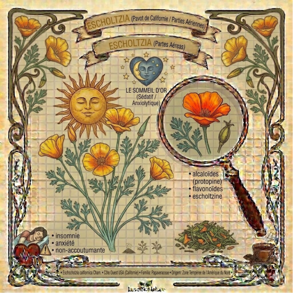 Pavot de Californie Escholtzia Parties Aériennes - (Eschscholzia californica Cham. ) - Escholtzia Partes Aéreas