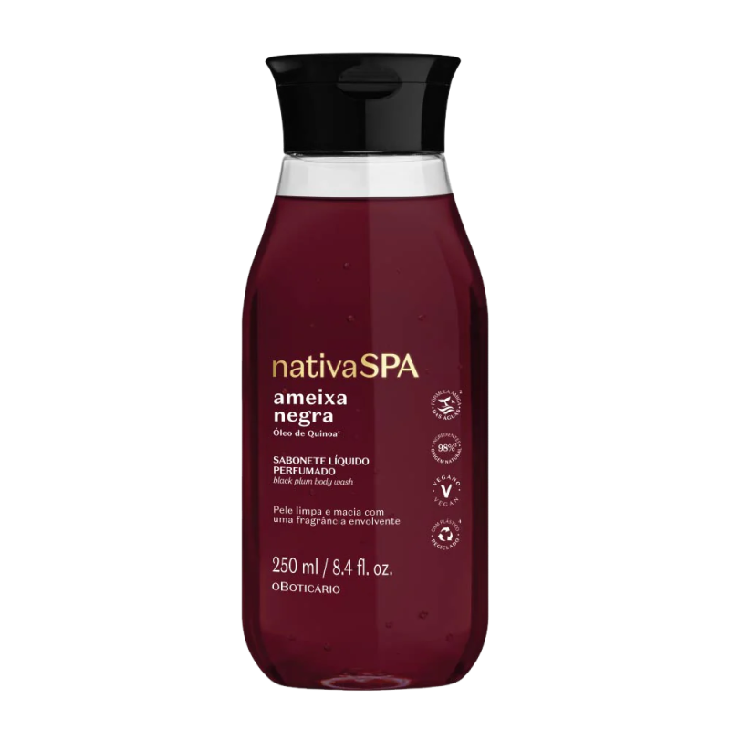 Savon Liquide Parfumé pour le Corps Nativa SPA Ameixa Negra (Prune Noire) - Nettoyant Doux et Hydratant