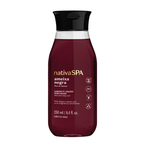 Savon Liquide Parfumé pour le Corps Nativa SPA Ameixa Negra (Prune Noire) - Nettoyant Doux et Hydratant