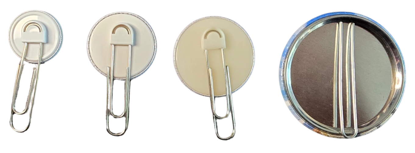 Button-Lesezeichen in 25 mm, 32 mm, 38 mm und 59 mm - Rückseite