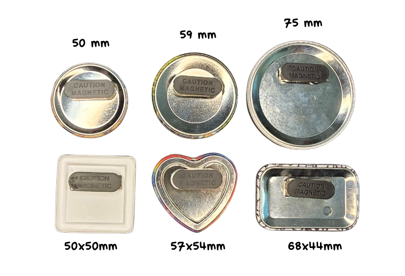 Namensschilder in runder, viereckiger, rechteckiger und Herzform