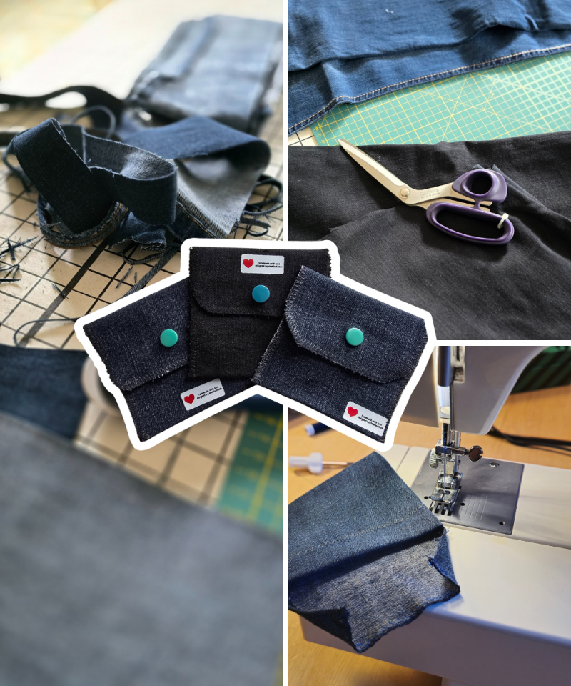 Upcycling bei denkbuttisch mit Buttontäschchen aus alten Jeans