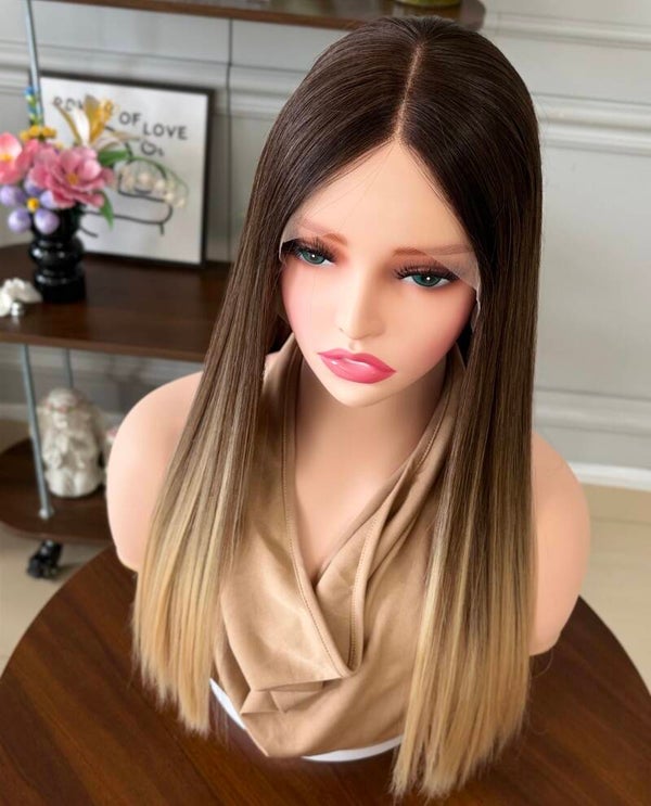 Lace front European human hair wig 18 inches