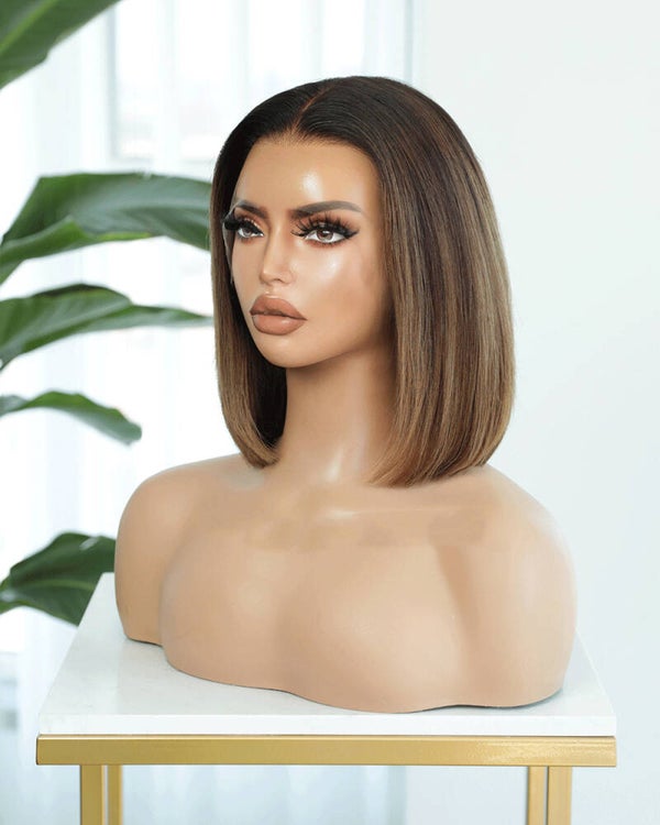 Short bob highlighted 10 to 12 inches