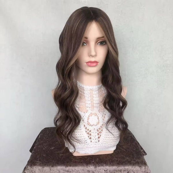 6x6 European human hair 18 inches with highlights