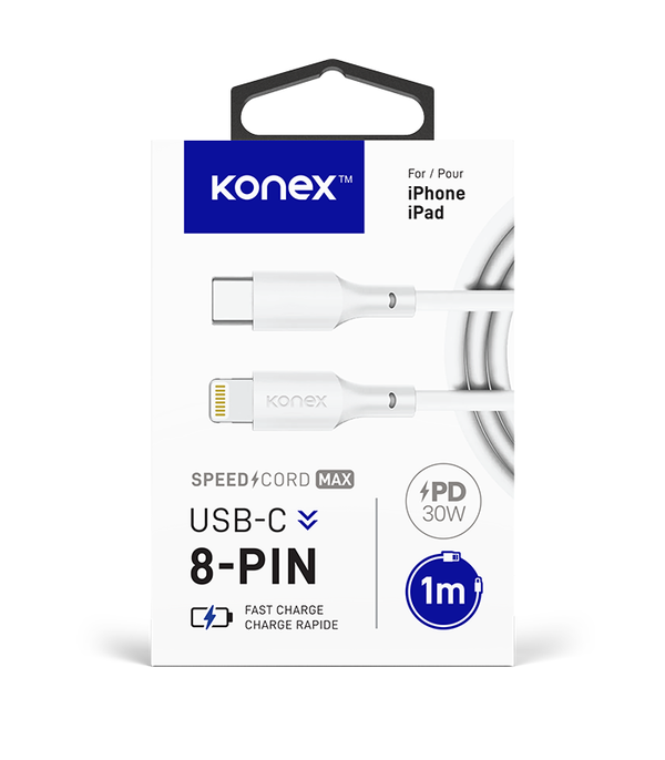 Câble USB-C à Lightning (8-PIN) (1m) 3A SpeedCord MAX