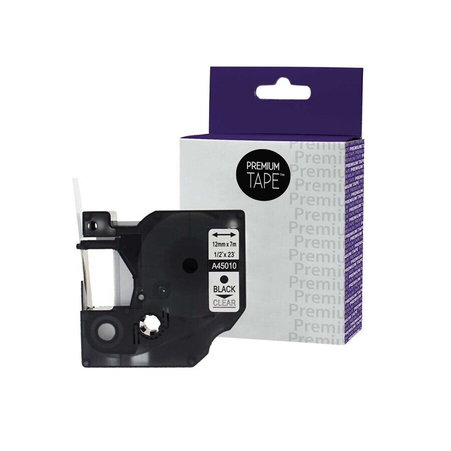 Dymo 45010 Ruban Comp. Noir/Transparent 12mm (1/2'' x 23')