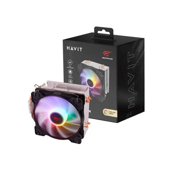 Refroidisseur d'air pour processeur Havit F2003 avec ventilateur RGB de 120 mm pour processeurs Intel et AMD