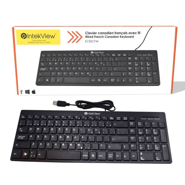 Clavier Ultra Mince IntekView V.2 Canadien Français Avec fil SKU K730CFW