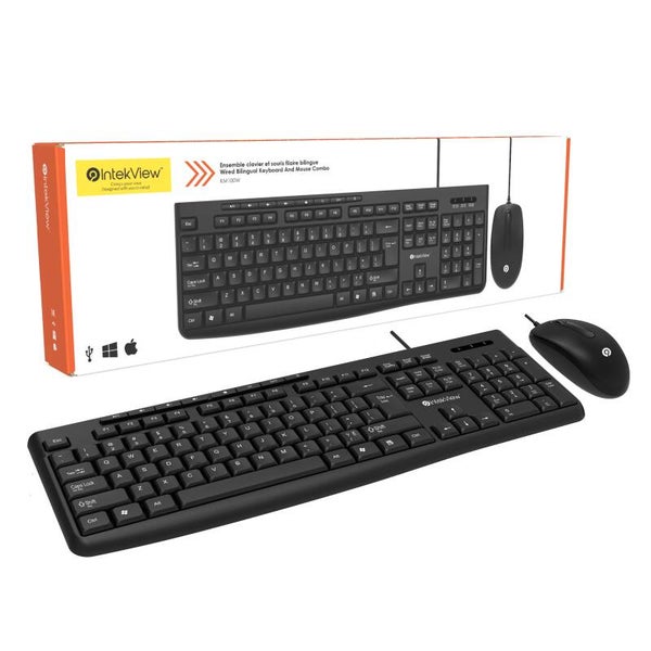 Ensemble Clavier et Souris Filaire Bilingue Intekview KM100W