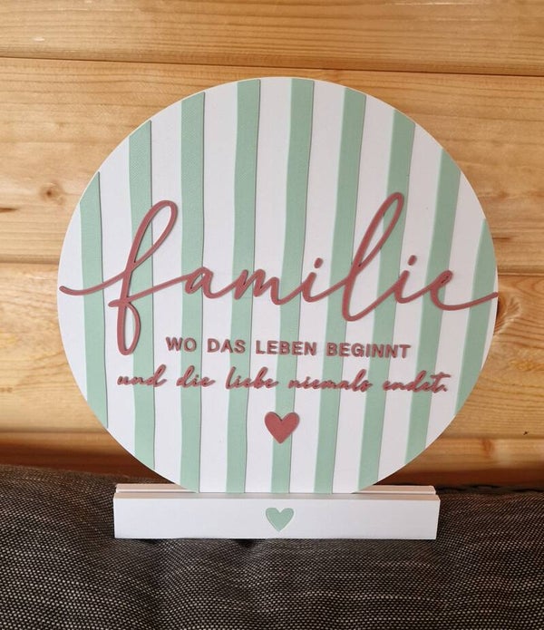 Statement-Dekoration Familie "Wo das Leben beginnt und die Liebe niemals endet.“