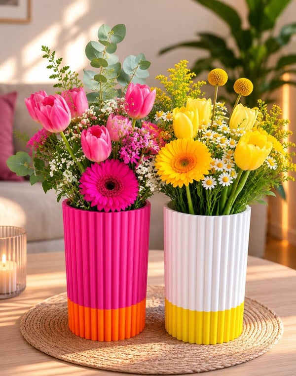 Vase mit Glaseinsatz
