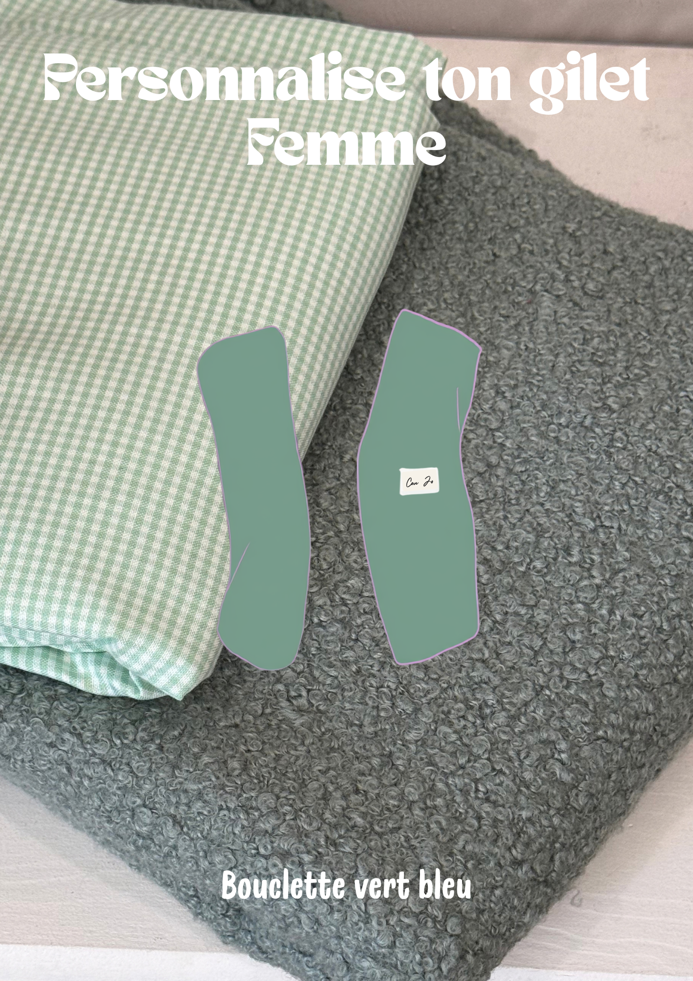 Gilet à personnaliser Femme - bouclette  vert bleu