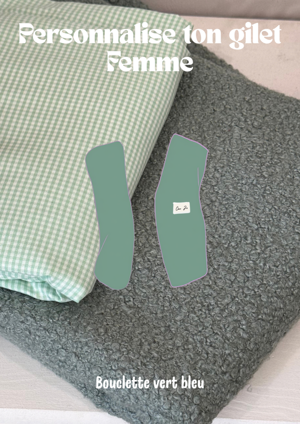 Gilet à personnaliser Femme - bouclette  vert bleu