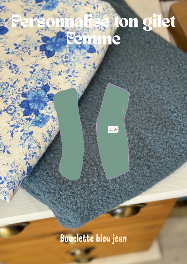 Gilet à personnaliser Femme - bouclette bleu jean