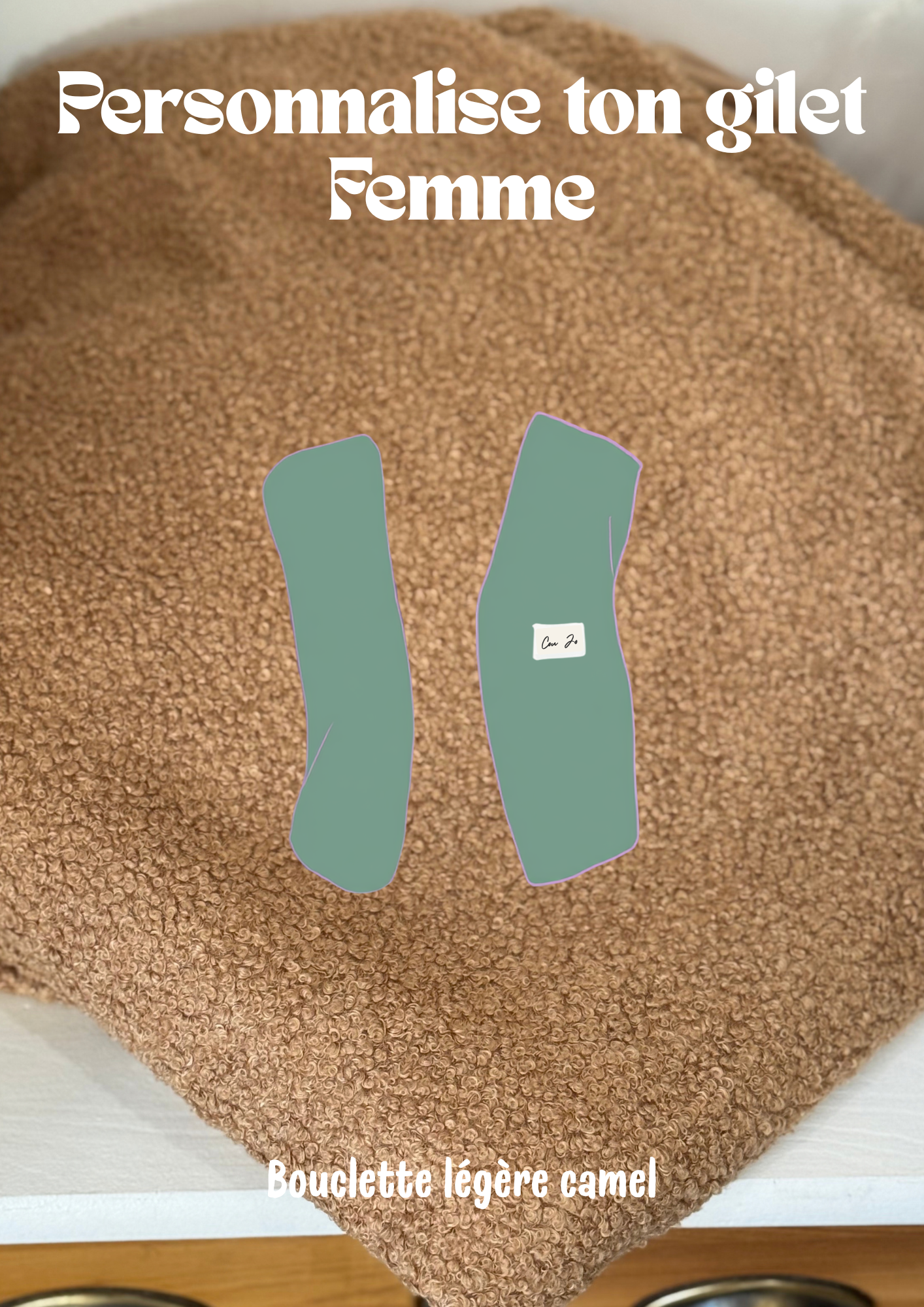 Gilet à personnaliser Femme - bouclette fine  camel