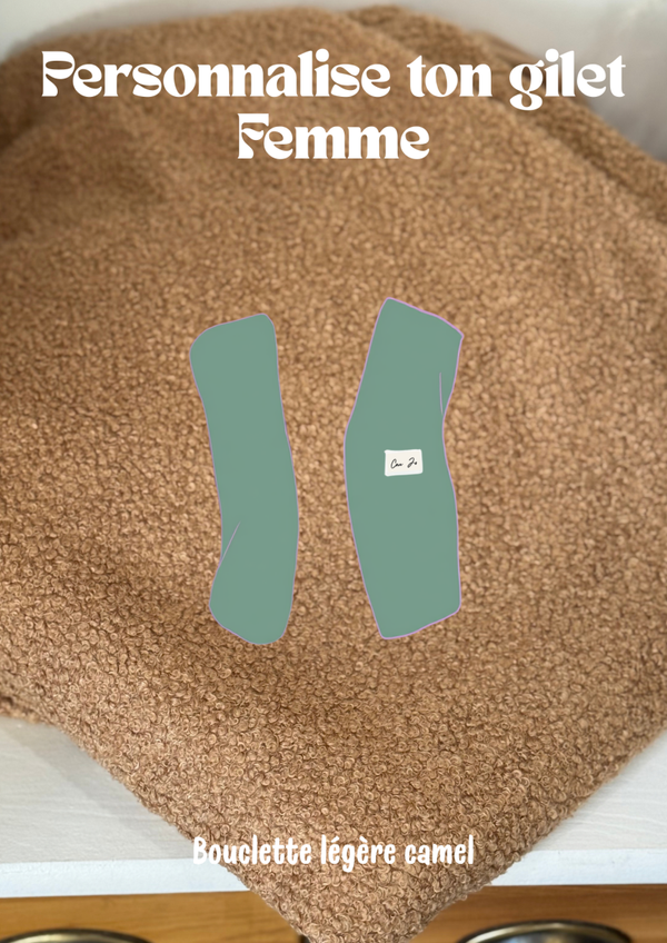 Gilet à personnaliser Femme - bouclette fine  camel