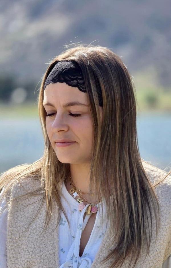 🖤 Bandeau dentelle — Noir grandes fleurs