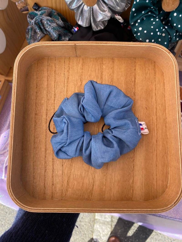 Chouchou en tencel bleu