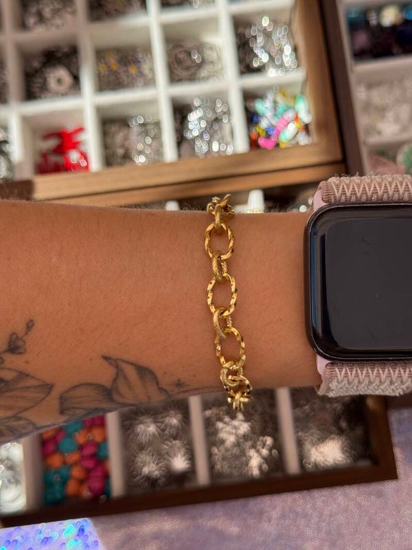 Bracelet grandes mailles doré