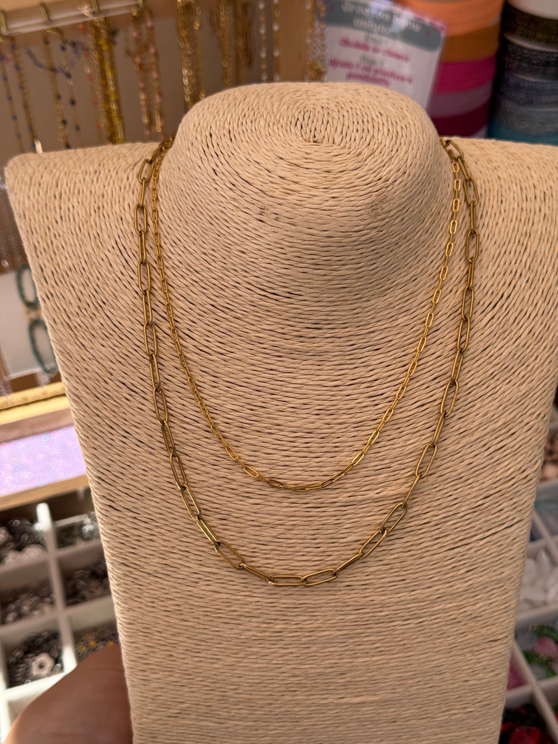 Collier maille allongée doré