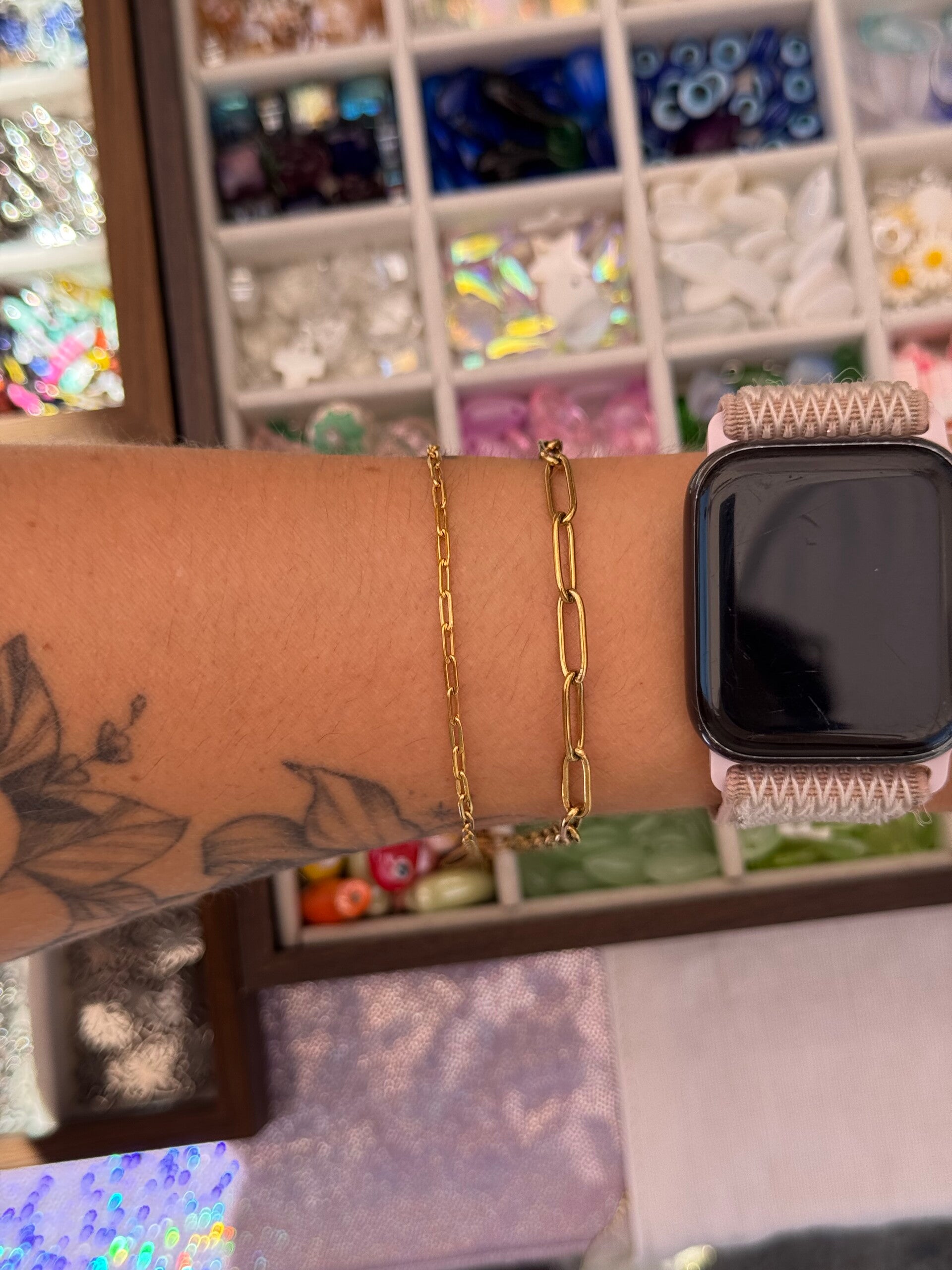 Bracelet maille allongée doré