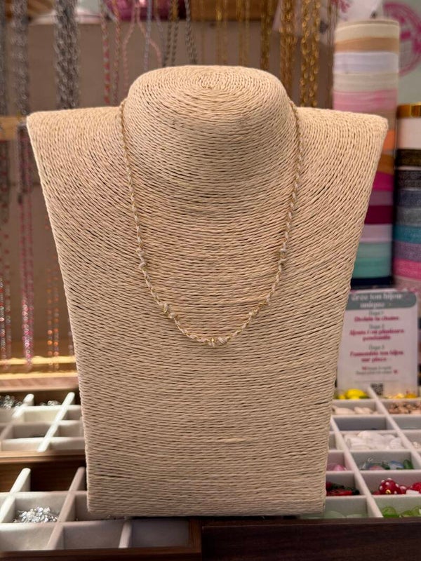 Collier cordon blanc beige doré
