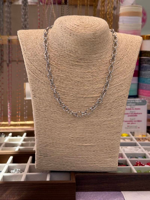 Collier grande maille argenté