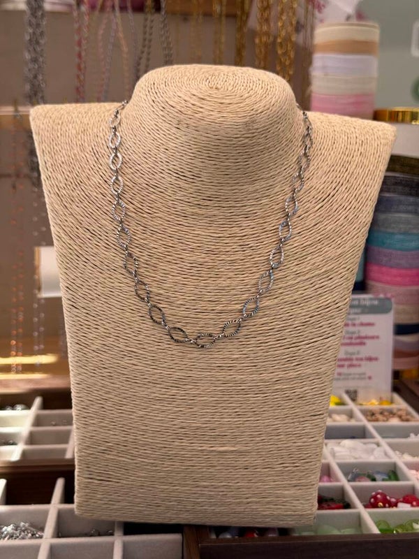 Collier maille ovale argenté
