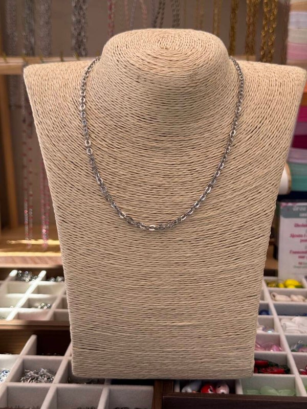 Collier maille argenté ronde effet brillant
