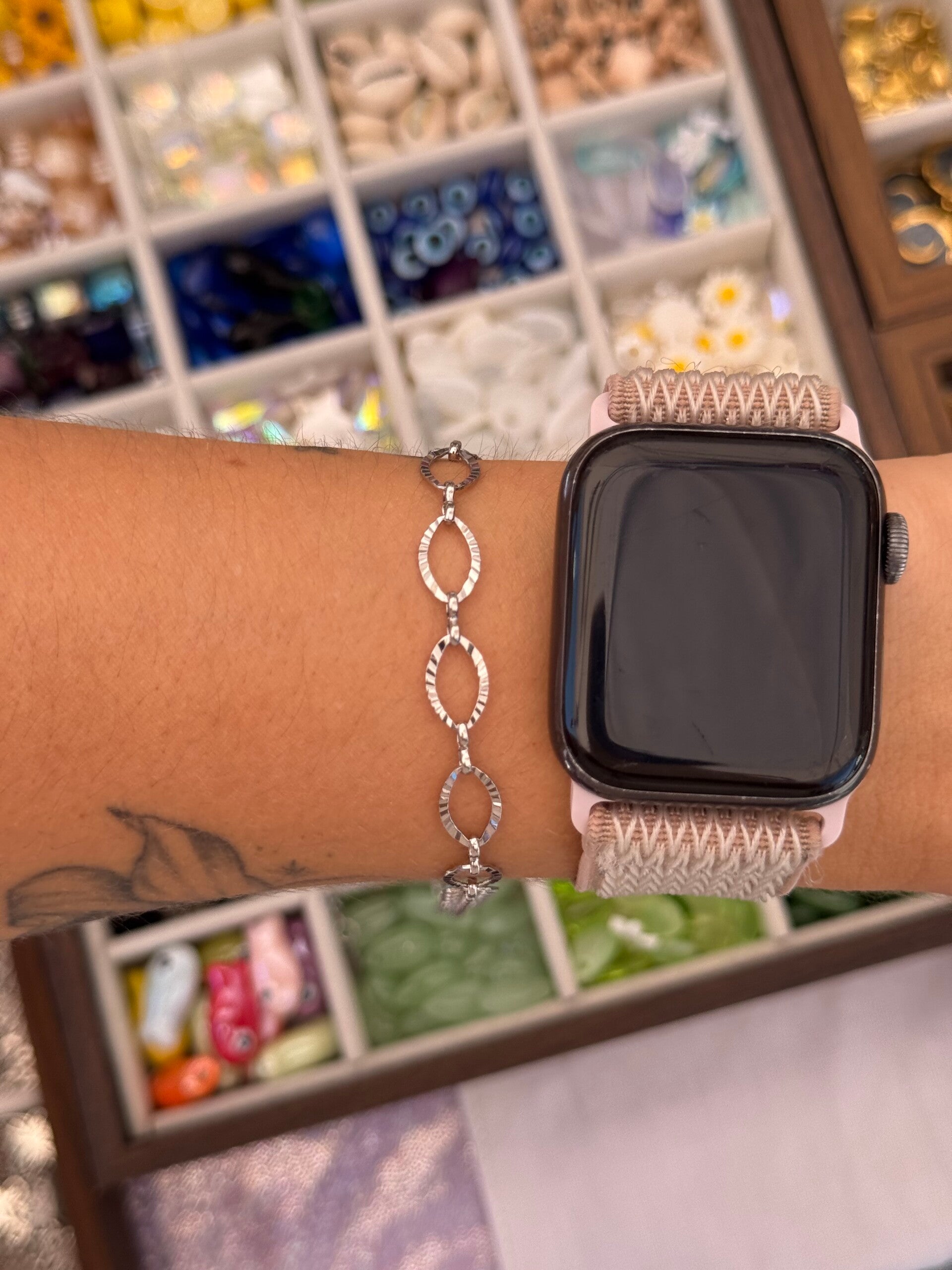 Bracelet maille ovale argenté