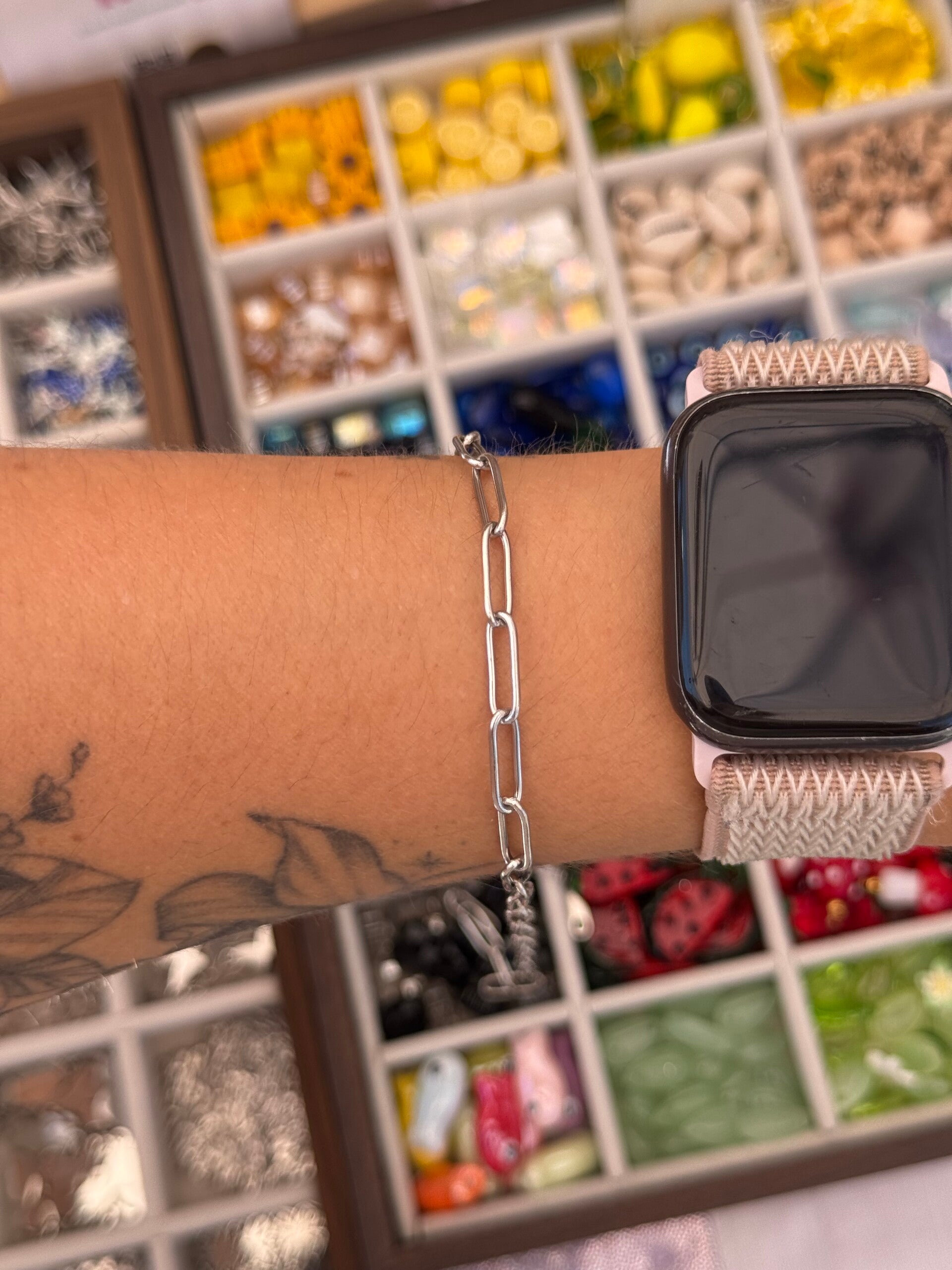 Bracelet maille allongée argenté