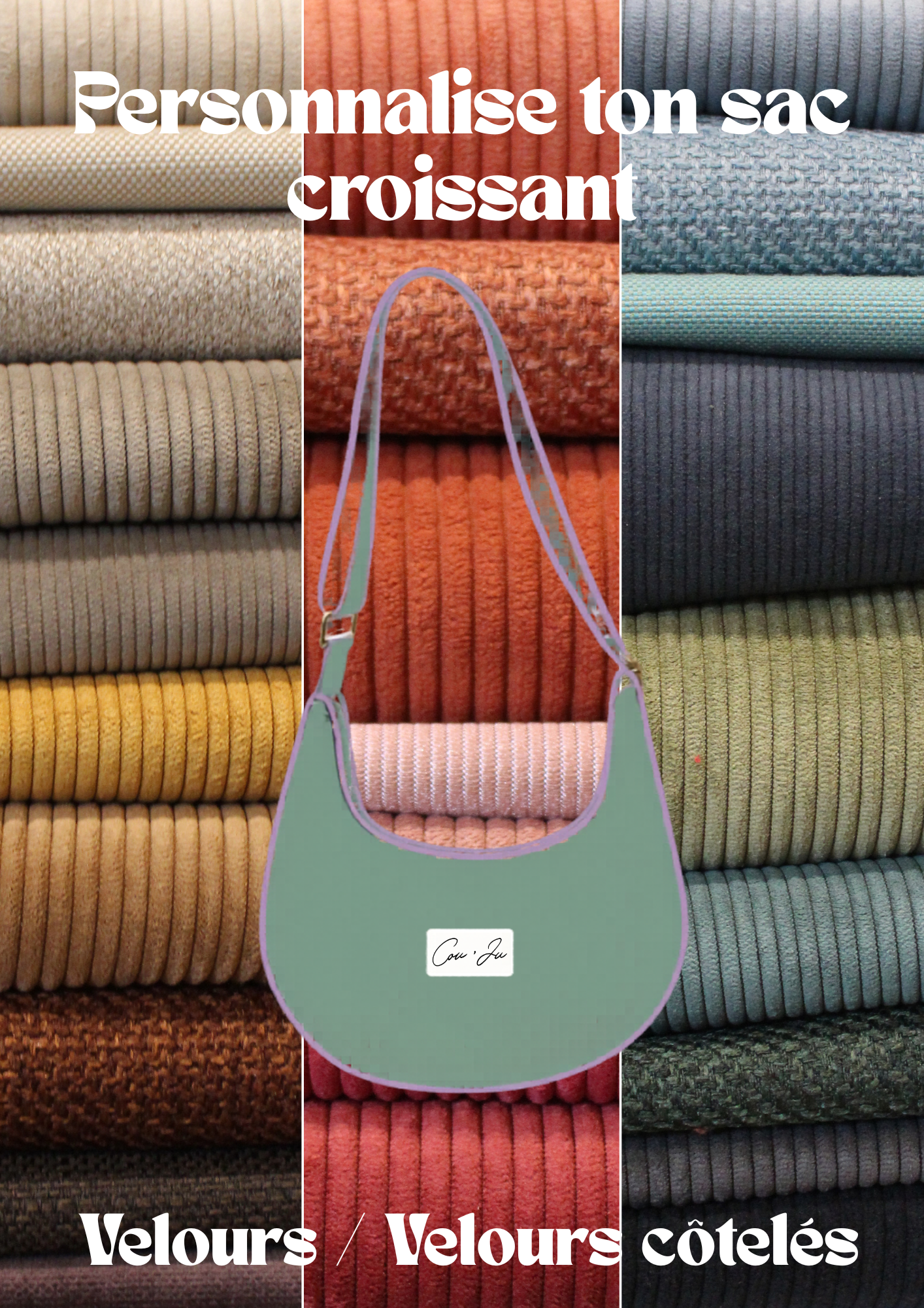 Sac CROISSANT à personnaliser - Velours tissés & Velours côtelés