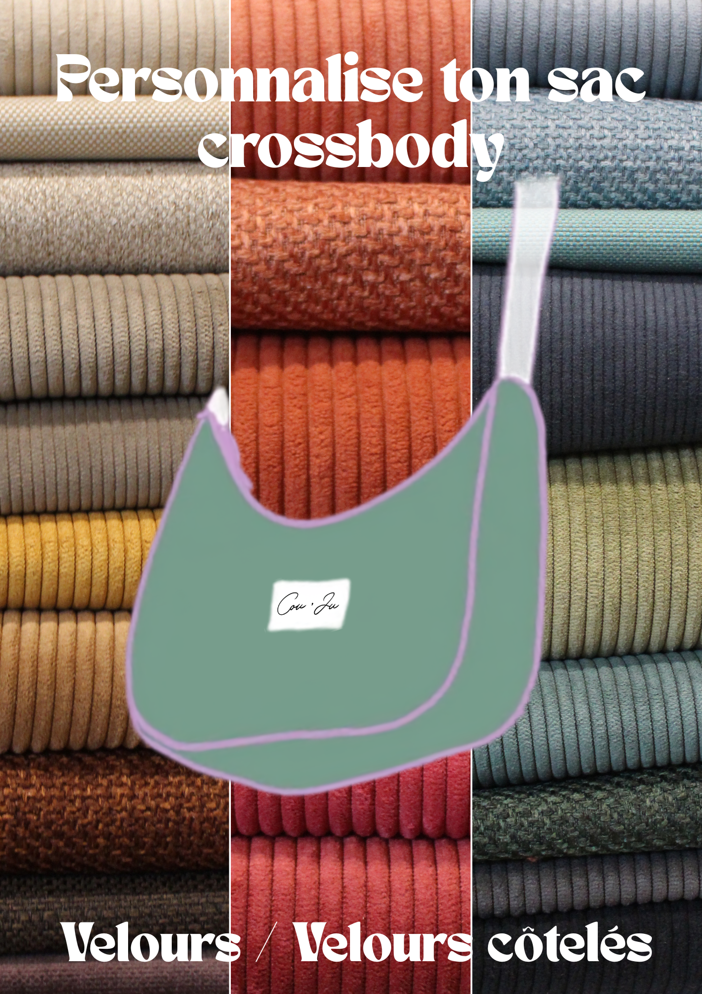 Sac CROSSBODY à personnaliser - Velours tissés & Velours côtelés