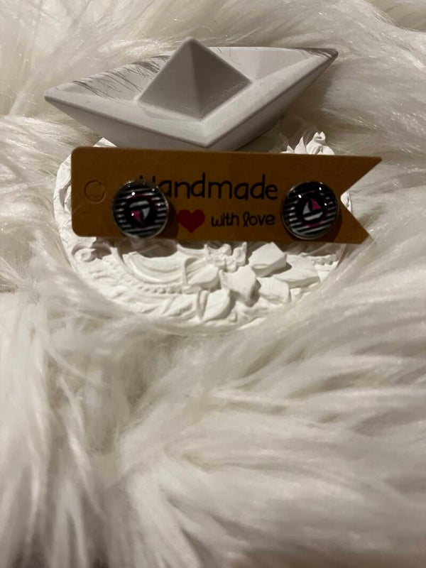 Edelstahl Cabochonohrstecker Maritim mit Boot