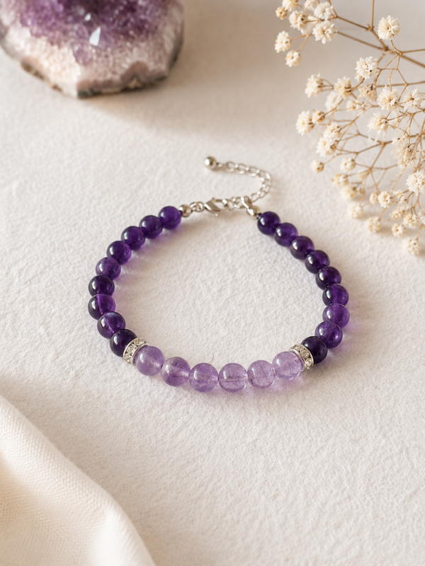 Bracelet acier & améthyste  «Selya »
