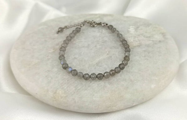 CÉLESTE | Bracelet acier et Pierres naturelles en Labradorite Flash 4mm